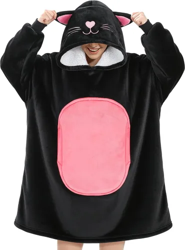 Vista 6 de Wearable Blanket Hoodie, Oversized Flannel Comfy Sweatshirt for Adults,Warm Cozy Hooded Body Blanket