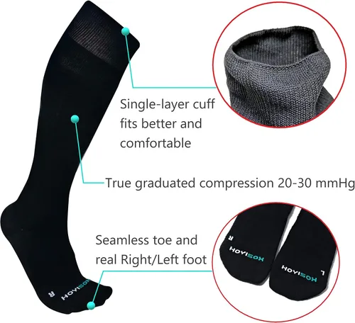 Vista 2 de Big and Tall Compression Socks Sizes L to 8XL, Comfortable Knee High Socks for Men and Women