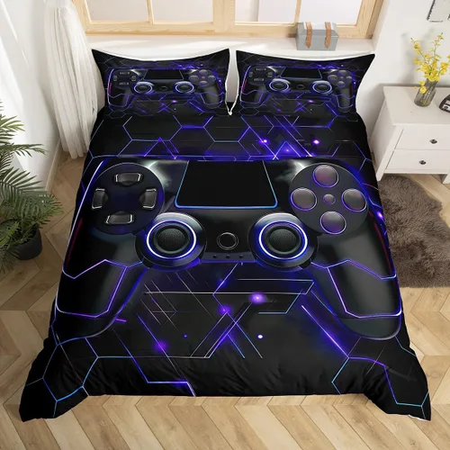 Vista 41 de Erosebridal - Ropa de cama para adolescentes y niños, estampado de control de videojuegos, funda de edredón tamaño individual, 2 piezas con 1 funda