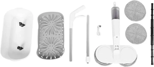 Vista 9 de SUNGOOYUE Trapeador eléctrico inalámbrico, limpiador giratorio recargable por USB con recipiente de agua grande y luz LED para limpieza de suelos