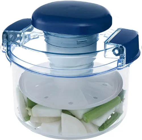 Vista 2 de Tsukemono - Contenedor redondo para hacer pepinillos instantáneos, fabricado en Japón, sin BPA (azul 0.8 L)