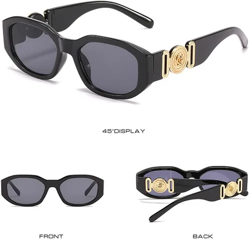 Vista 6 de LASPOR Gafas de sol irregulares para mujeres y hombres, modernas, retro, vintage, rectangulares, persianas hexagonales, protección UV400