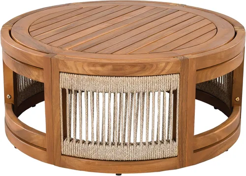 Vista 16 de Christopher Knight Home Nesbit - Juego de muebles de patio de 8 plazas con cojín extraíble, juego de conversación de madera de acacia