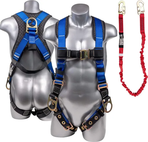 Vista 9 de Palmer Safety ATERET Bundle - Arnés de Seguridad de Cuerpo Completo 1D, Cordón de Seguridad de 6', Correa de Anclaje de 4', Kit de Detención Cumple