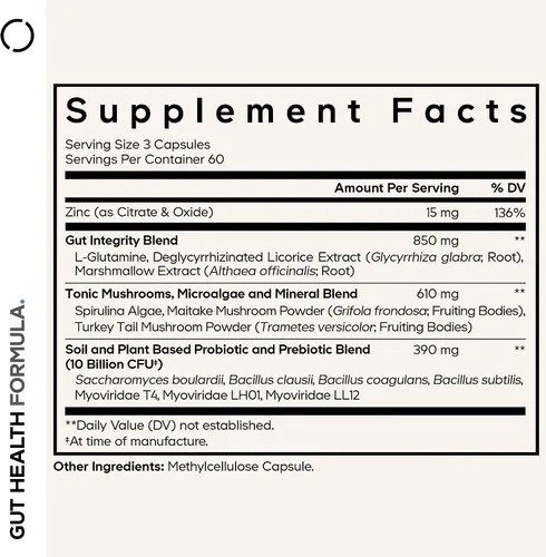 Vista 2 de Codeage - Suplemento de fórmula intestinal, mezcla de L-glutamina más raíz de regaliz desglicirrizado más raíz de malvavisco, probióticos SBO