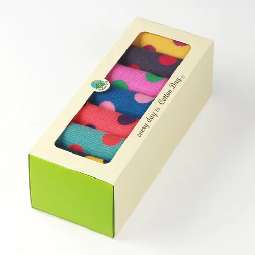 Vista 2 de COTTON DAY Caja de regalo de 7 días de la semana, calcetines cortos para niños y niñas, diseño de animales, flores, estrellas y puntos