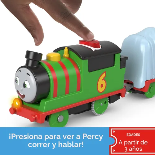 Vista 2 de Thomas & Friends Tren de Juguete Motorizado Talking Percy Locomotora Alimentada por Batería con Sonidos y Frases para Juego Simbólico para Niños