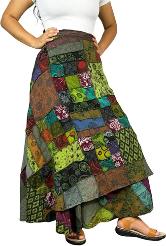 Vista 15 de Agan - Falda larga envolvente bohemia para mujer, falda larga de verano de Multi 1