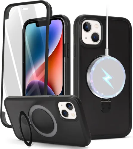 Vista 9 de Cavor Funda para iPhone 13 e iPhone 14, Compatible con Magsafe, Funda para iPhone 14 con Protector de Pantalla, Soporte Funda Protectora Magnética