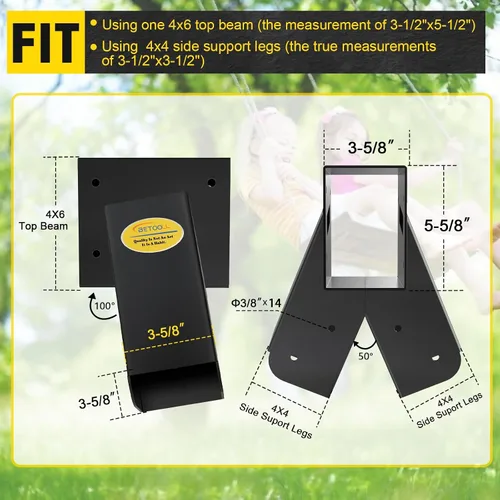 Vista 3 de BETOOLL A-Frame - Juego de 1 soporte para columpio de alta resistencia, incluye accesorios de montaje, ideal para parques infantiles interiores