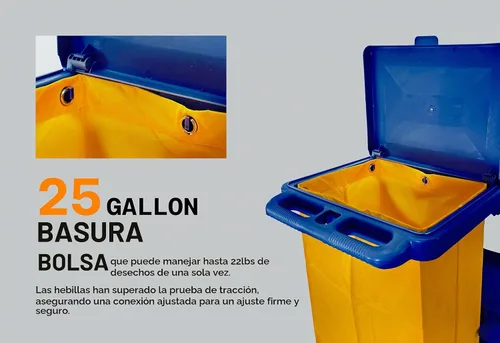 Vista 7 de Carrito de limpieza comercial con bolsa de vinilo AF08170 Azul