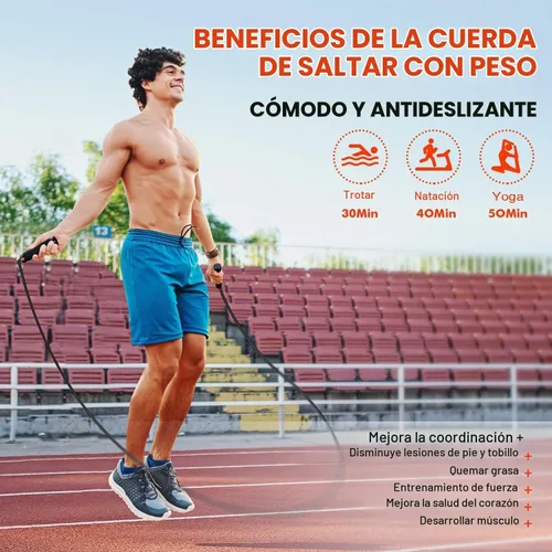 Vista 2 de KUTIZE Cuerda de saltar, cuerda de saltar pesada para hombres y mujeres, cuerdas de saltar pesadas ajustables de 1 libra, adecuada para boxeo