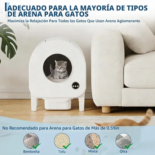 Vista 7 de Garvee Caja de arena para gatos autolimpiante, caja de arena inteligente automática para mascotas, gran capacidad para múltiples gatos, control