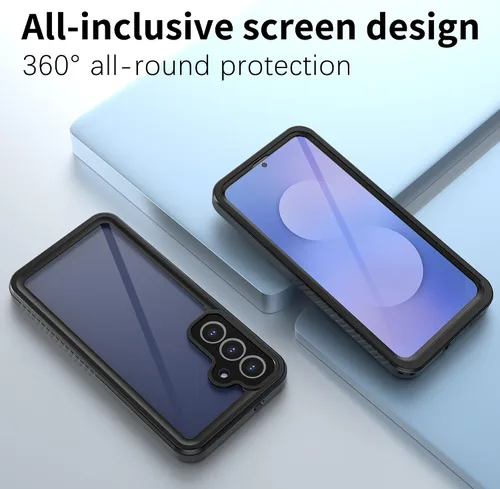 Vista 5 de DINGXIN Funda impermeable para Samsung Galaxy S25 FE a prueba de golpes a prueba de polvo resistente cubierta completa Protector de pantalla Negro