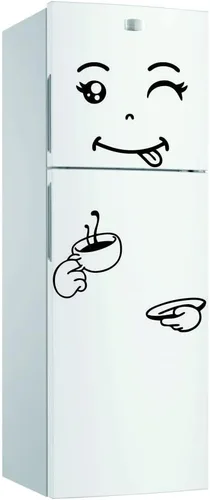 Vista 5 de Calcomanía de pared de cara de café de dibujos animados, etiqueta engomada