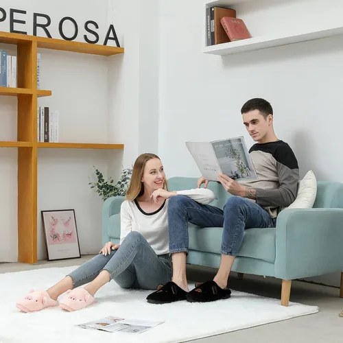 Vista 6 de FJWYSANGU Pantuflas para hombre y mujer con espuma viscoelástica, mullidas, cálidas, pantuflas de casa con lindos animales, para parejas, de felpa