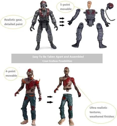 Vista 3 de Juego de 12 figuras de acción, figuras de soldado de la fuerza especial, figuras de acción de lucha con zombi muertos y mercenarios para niños