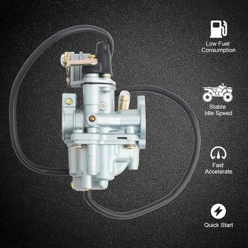 Vista 3 de Carburador LT50 y caja de filtro de aire y válvula de combustible Petcock con bujía para Suzuki ATV Quadmaster 50 LT-A50 2002-2005, ALT50 1983-1984