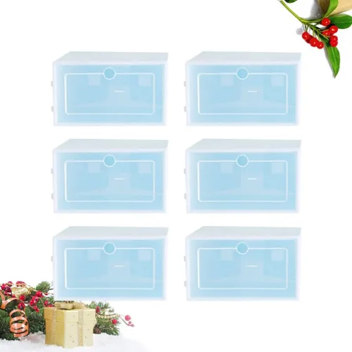 Vista 4 de Cabilock 6 cajas apilables para zapatos para almacenamiento de zapatillas, contenedor de plástico grueso para zapatos, tapa transparente, organiza