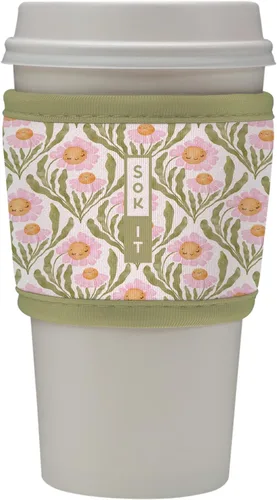 Vista 88 de Sok It HotSok Coffee & Tea - Funda de neopreno con aislamiento reutilizable (floral abstracto)