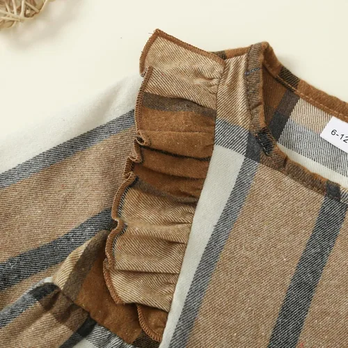 Vista 5 de Vestido de Navidad para niña, vestido de manga larga a cuadros, vestido de Navidad para niña