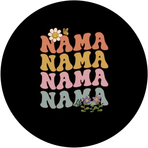 Vista 3 de Nama pregnancy announcement surprise Grandma groovy wavy PopSockets Swappable PopGrip