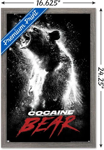 Vista 3 de Trends International Oso de cocaína - Póster de pared de una hoja, 22.4 pulgadas de largo x 14.7 pulgadas, versión enmarcada de madera de granero