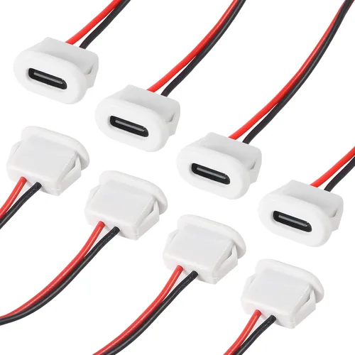 Vista 28 de 8 piezas de placa desnuda tipo C Chasis hembra impermeable 2P cable de soldadura tipo USB C Cable de extensión Cable de alimentación USB-C enchufe a