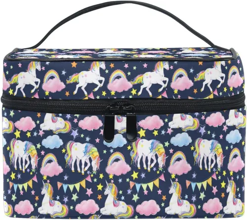 Vista 8 de Bolsa de Maquillaje, Estuche de Maquillaje Organizador de Viaje con Diseño de Calavera y Flores, Estuche de Cosméticos, Bolsas de Aseo para Niñas