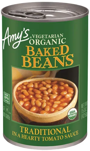 Vista 5 de Amy's Frijoles refritos orgánicos enlatados, frijoles tradicionales ligeros en sodio, veganos sin gluten y vegetarianos, 15.4 onzas (paquete de 12)