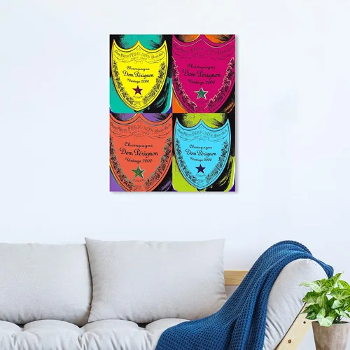 Vista 4 de The Oliver Gal Artist Co. Moderno 16.0 x 20.0 pulgadas, Pop Art Champagne, lienzo decorativo para pared, sala de estar Warholesque Dom P, rosa