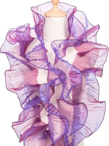 Vista 14 de OIIKI Ribetes de Encaje de Organza Plisada con Volantes 5 Yardas, Ribete de Tela de Gasa de Organza Negra con Volantes, Borde de Encaje con Volantes