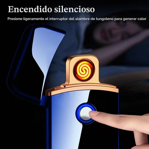 Vista 5 de Encendedor Electrónico, Encendedor Eléctrico, Encendedor Inteligente Recargable USB, Encendedores Geniales Portátil Encendido de Doble Cara Negro