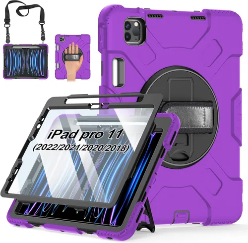 Vista 15 de Funda para iPad Pro de 11 pulgadas (2022/2021/2020/2018): Funda de silicona para iPad 11 (4ª/3ª/2ª/1ª) generación con protector de pantalla, Negro