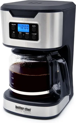 Vista 4 de Better Chef Cafetera programable de 12 tazas Ajuste de 1-4 tazas Pausa automática para servir 2 horas de mantenimiento del calor Filtro