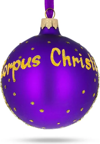 Vista 2 de Corpus Christi, adorno navideño de bola de cristal de Texas, 3.25 pulgadas