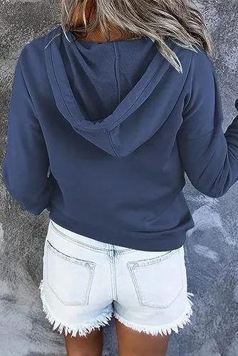 Vista 4 de Aricy Sudaderas de otoño para mujer, moda 2023, manga larga, invierno, casual, cómodas, con botones, ropa de Drwastring