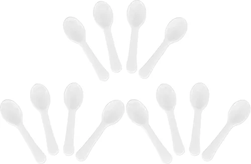 Vista 8 de Gmark - Juego de 100 cucharas de plástico extra resistentes, de 3 pulgadas, color negro, transparente, mejor para chocolate, café, helado, postre