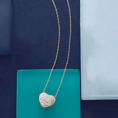 Vista 5 de Ross-Simons 025 ct tw Diamond Heart Pendant Necklace