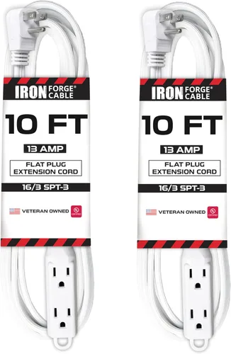 Vista 20 de IRON FORGE CABLE Cable de extensión de enchufe plano con 3 tomas, 0.91 m (3 pies) en color negro - Cable de extensión para interior con 3 tomas