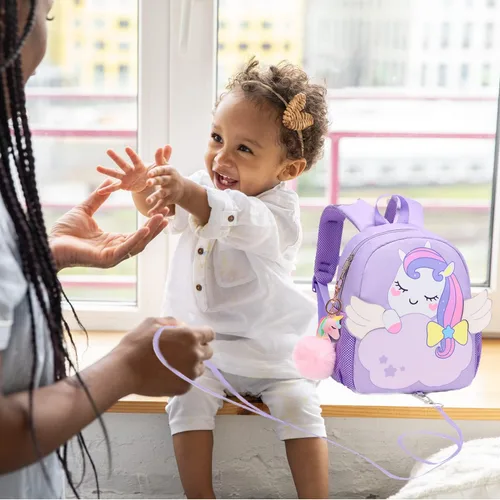 Vista 2 de Jumpopack Mochila para niños y niñas, mochila de jardín de infantes, mochila preescolar, mochila para niños, mochila con correa de seguridad