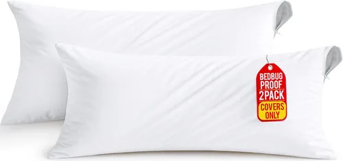 Vista 20 de Utopia Bedding - Funda de almohada impermeable con cremallera, 20 x 26 pulgadas, 2 unidades, estándar, color blanco Ultra Soft Pillow Encasements