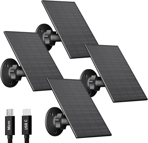 Vista 8 de FUTUREZEN Panel solar de 2 W para cámaras de seguridad, cargador solar de 5 V para cámaras de batería recargable con puertos micro USB y USB-C