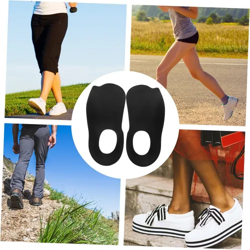 Vista 7 de 1 par de plantillas ortopédicas para hombres y mujeres, plantillas ortopédicas para alivio plantar, soporte de arco alto, color negro