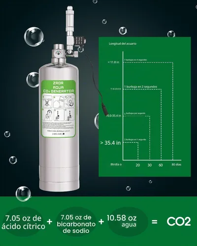 Vista 2 de Sistema de Co2 de acuario de 2L con manómetro para plantas de acuario