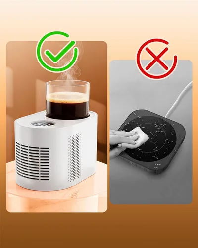 Vista 7 de Calentador de taza de café, mini refrigerador para enfriador de vino, calentador de tazas 3 en 1 para escritorio
