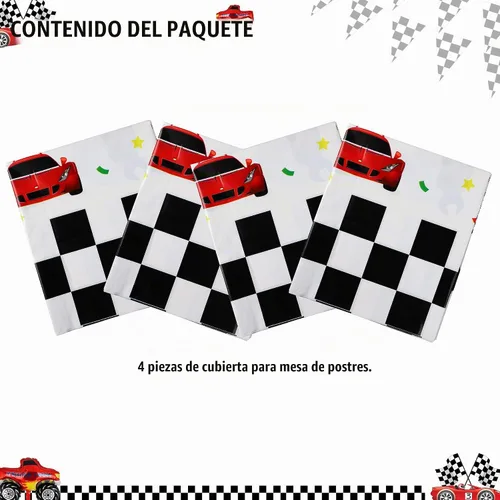Vista 2 de 4 piezas de plástico para mesa de coche de carreras, suministros de decoración para fiestas temáticas de cumpleaños