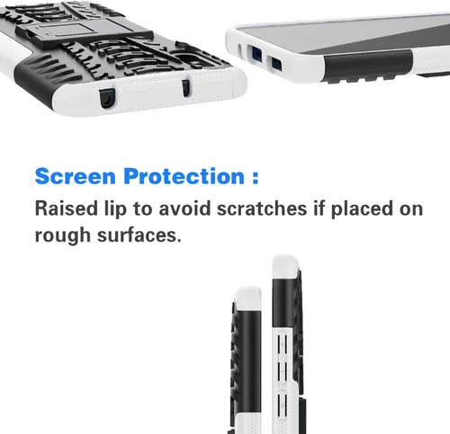 Vista 6 de Asuwish Funda de teléfono para Xiaomi Redmi 9A Redme 9i con protector de pantalla de vidrio templado y soporte delgado híbrido resistente resistente