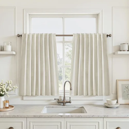 Vista 73 de Cortinas opacas de 54 pulgadas de largo para dormitorio, sala de estar, cortinas beige con aislamiento térmico, oscurecimiento de la habitación