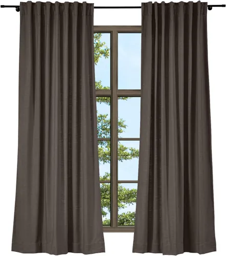 Vista 15 de TWOPAGES Cortina de lino beige sólido de algodón con pestaña trasera, elegante cortina natural para cocina (1 panel, 50 x 63 pulgadas)